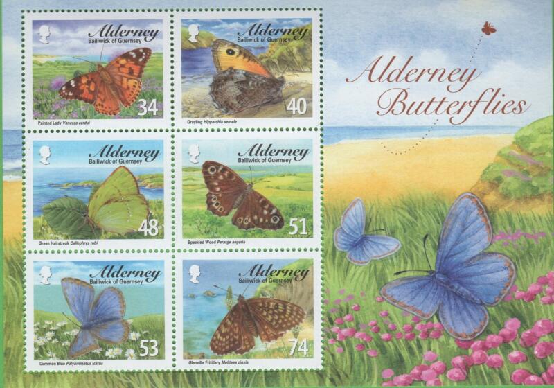 Foglietto Alderney Anno 2008 Fauna Farfalle endemiche