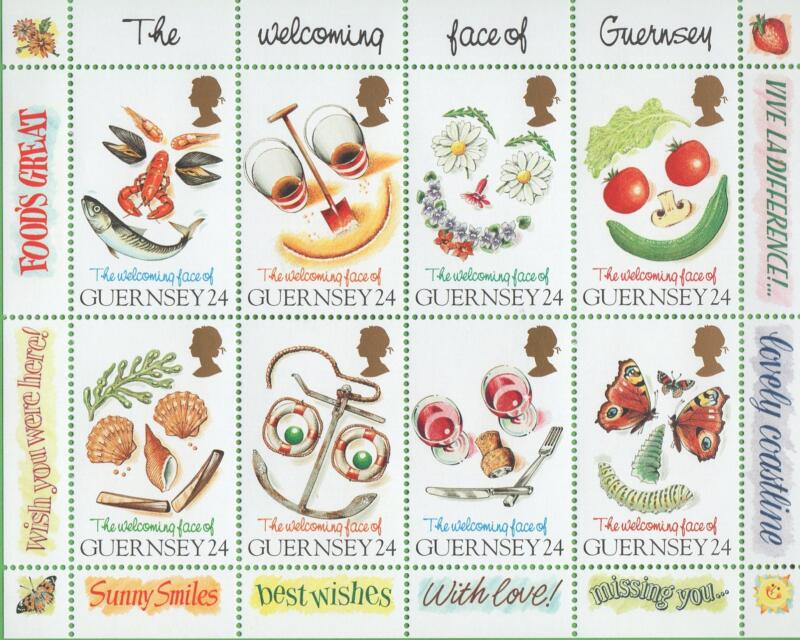 Foglietto Guernsey Anno 1995 Auguri Promozione del turismo L'ospitalità di Guernsey