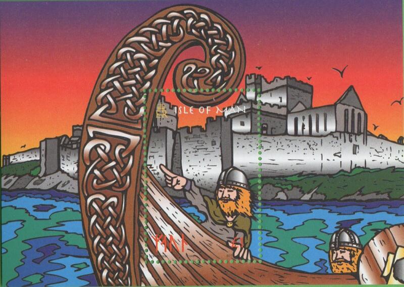 Foglietto Man Anno 1998 Navi vichinghe