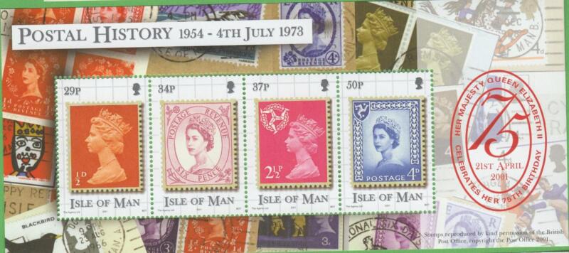 Foglietto Man Anno 2001 75esimo compleanno della Regina Elisabetta II