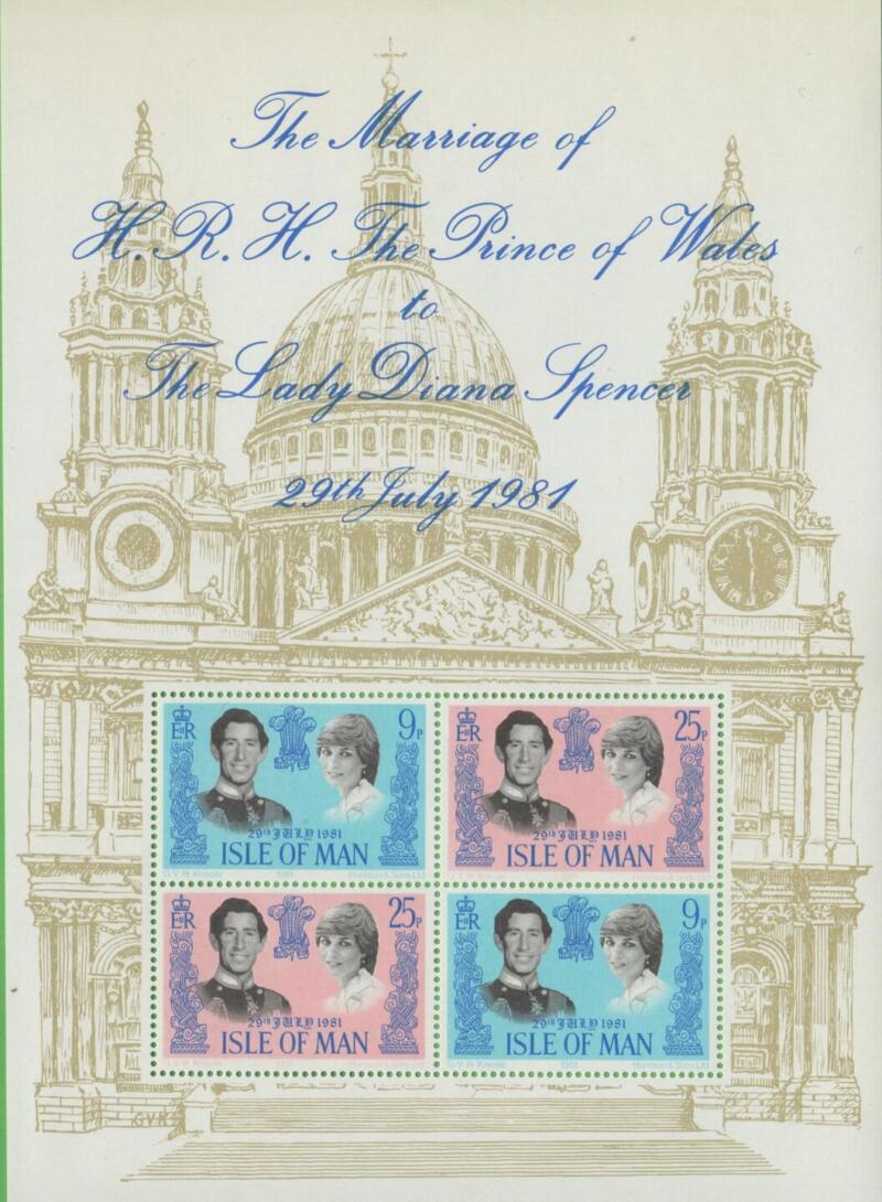 Foglietto Man Anno 1981 Nozze del Principe Carlo con Diana Spencer