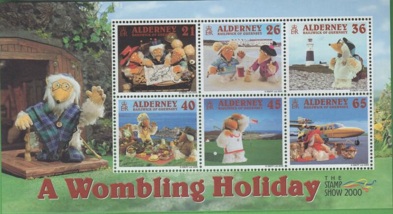 Foglietto Alderney Anno 2000 Le vacanze dei Wombles ad Alderney