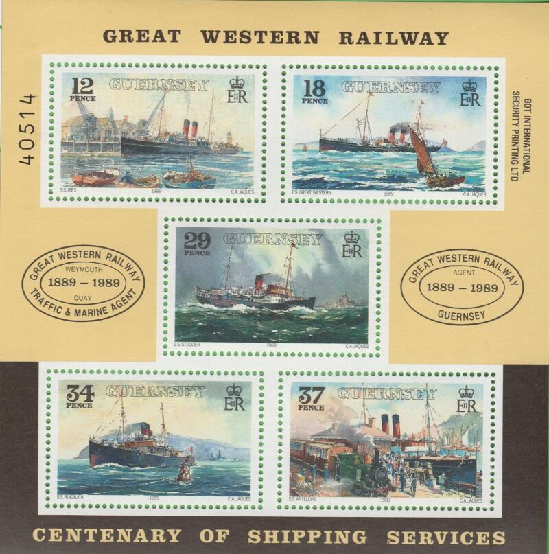 Foglietto Guernsey Anno 1989 Centenario della linea marittima Great Western Railway