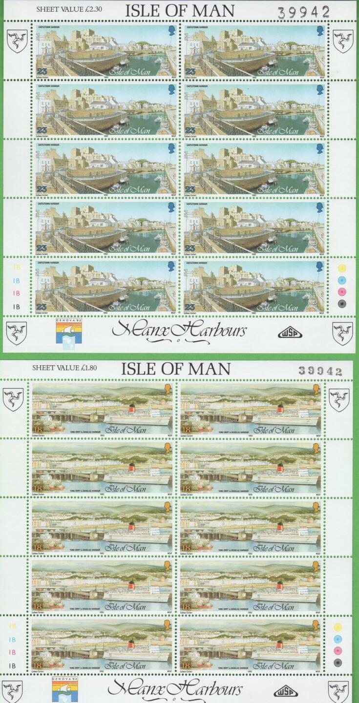 Serie di 4 minifogli Man Anno 1992 Porti di Man