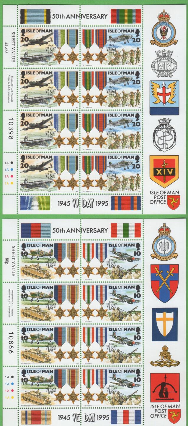 Serie di 4 minifogli Man Anno 1995 Cinquantenario della fine della Seconda Guerra mondiale