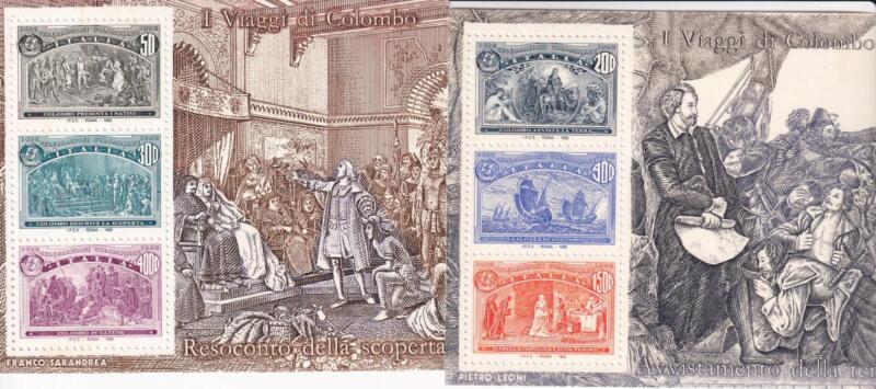 Serie di 6 Foglietti Italia Anno 1992 Quinto centenario della scoperta dell'America