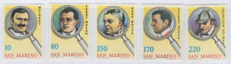 Francobolli San Marino Anno 1979 Grandi investigatori della letteratura poliziesca