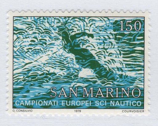 Francobollo San Marino Anno 1979 Campionati europei di sci nautico