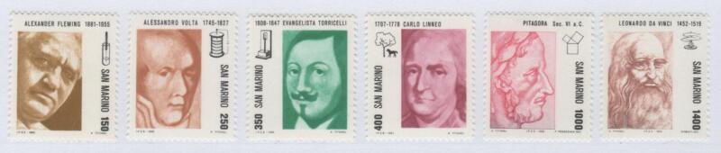 Francobolli San Marino Anno 1983 I pionieri della scienza Seconda serie