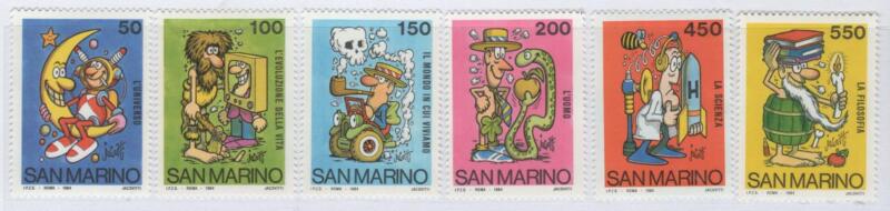 Francobolli San Marino Anno 1984 Scuola e Filatelia Disegni di Jacovitti