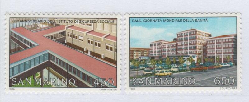 Francobolli San Marino Anno 1986 30esimo anniversario dell'Istituto Sammarinese per la Sicurezza Sociale e Giornata mondiale della Sanità
