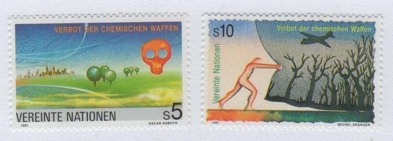 Francobolli Nazioni Unite – ONU Ufficio di Vienna Anno 1991 Proibizione dell'uso di armi chimiche