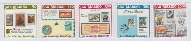 Francobolli San Marino Anno 1988 Invito alla filatelia Prima serie La filatelia tematica