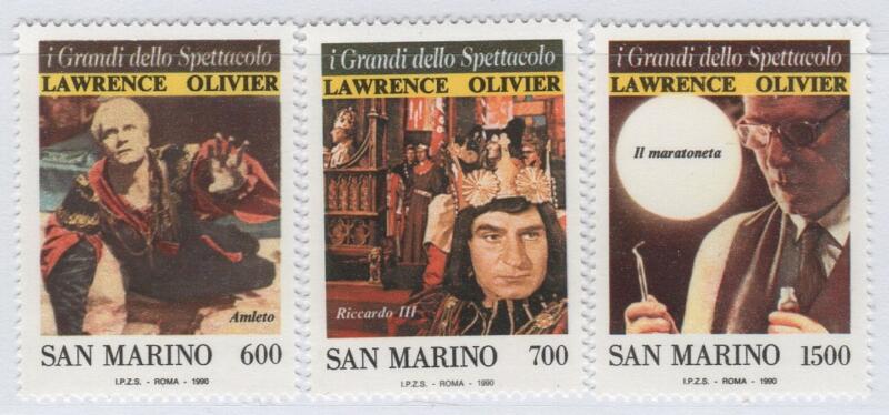 Francobolli San Marino Anno 1990 I Grandi della spettacolo Terza serie Lawrence Olivier
