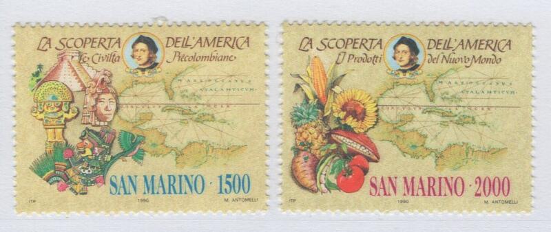 Francobolli San Marino Anno 1990 Celebrazioni colombiane nel quinto centenario della scoperta dell'America Prima serie