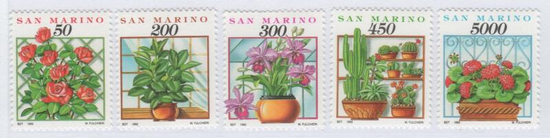 Francobolli San Marino Anno 1992 Cose gesti e affetti di ogni giorno Seconda serie Fiori e piante
