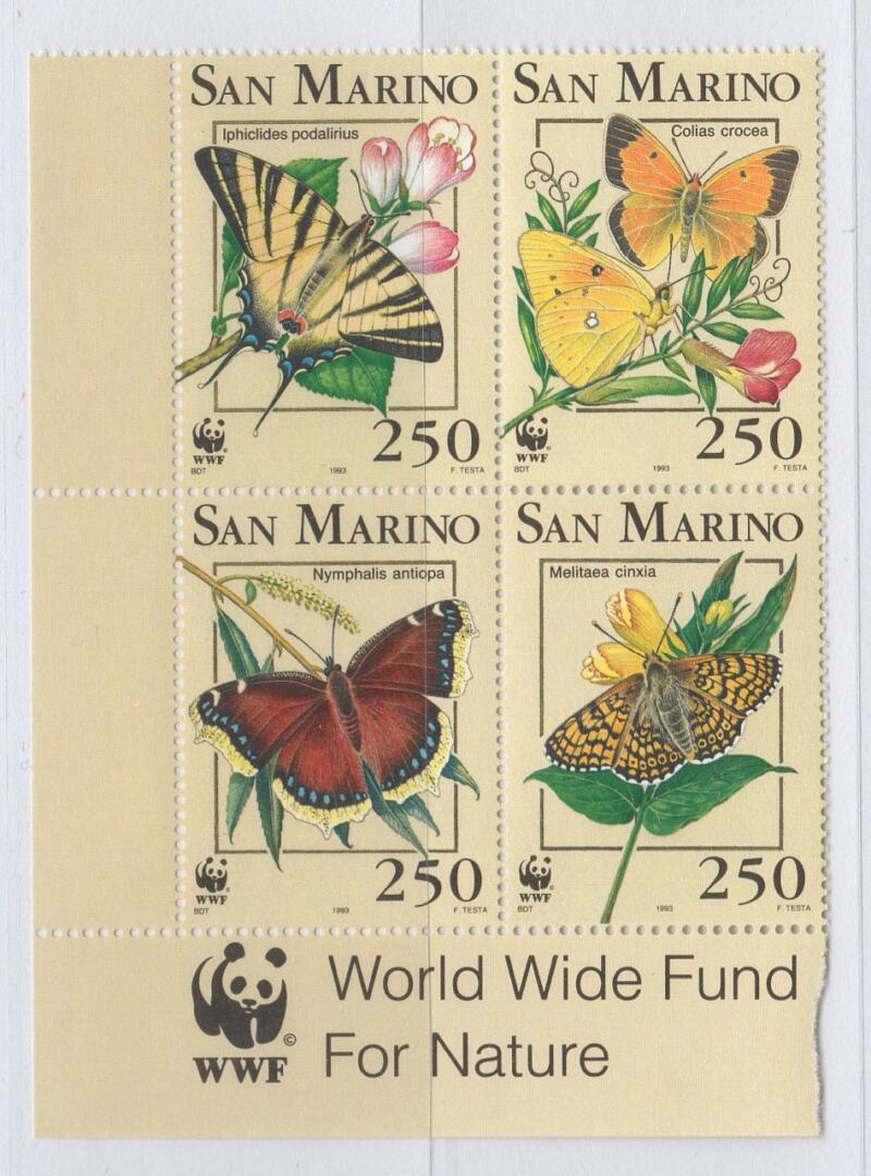 Francobolli San Marino Anno 1993 Animali da proteggere WWF Farfalle