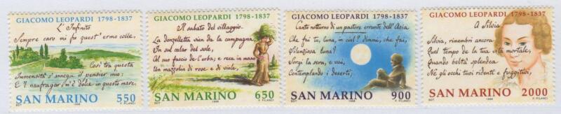Francobolli San Marino Anno 1998 Bicentenario della nascita di Giacomo Leopardi