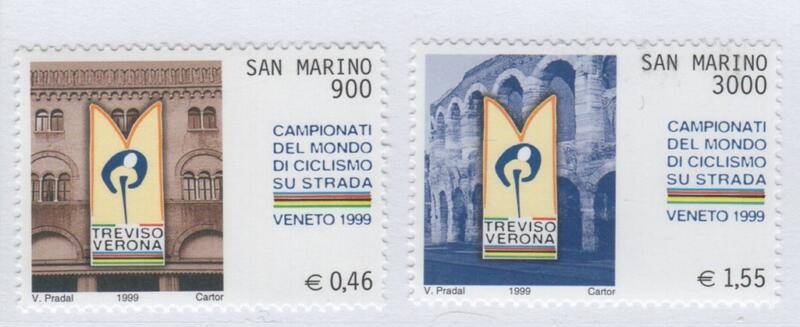 Francobolli San Marino Anno 1999 Campionati del mondo di ciclismo su strada Treviso