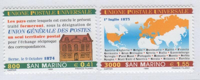 Francobolli San Marino Anno 1999 125esimo anniversario dell'Unione Postale Universale UPU