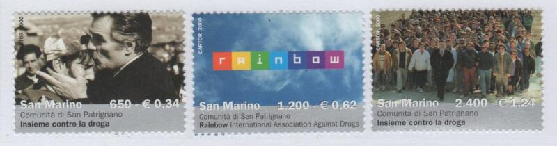 Francobolli San Marino Anno 2000 Comunità di San Patrignano Insieme contro la droga Rainbow