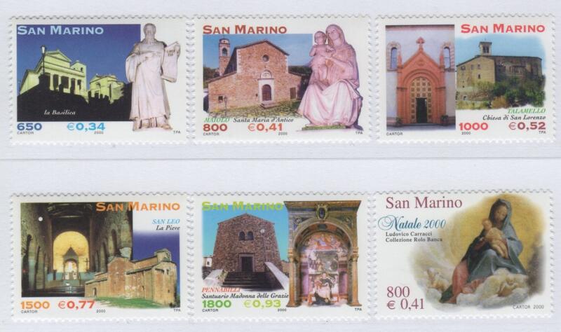 Francobolli San Marino Anno 2000 Architettura del Montefeltro Chiese e Basiliche