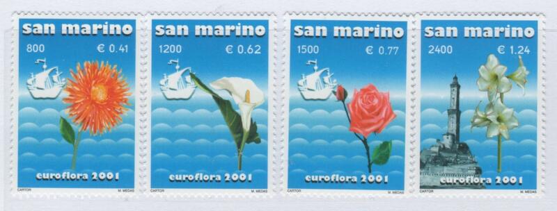 Francobolli San Marino Anno 2001 Euroflora Mostra internazionale del fiore e della pianta ornamentale Genova