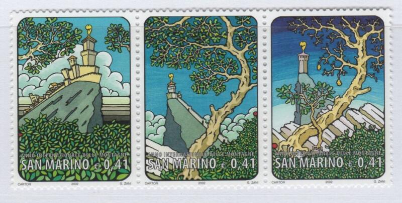 Francobolli San Marino Anno 2002 Anno internazionale delle montagne Il monte Titano