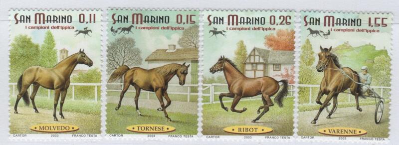 Francobolli San Marino Anno 2003 I campionati dell'ippica Cavalli celebri