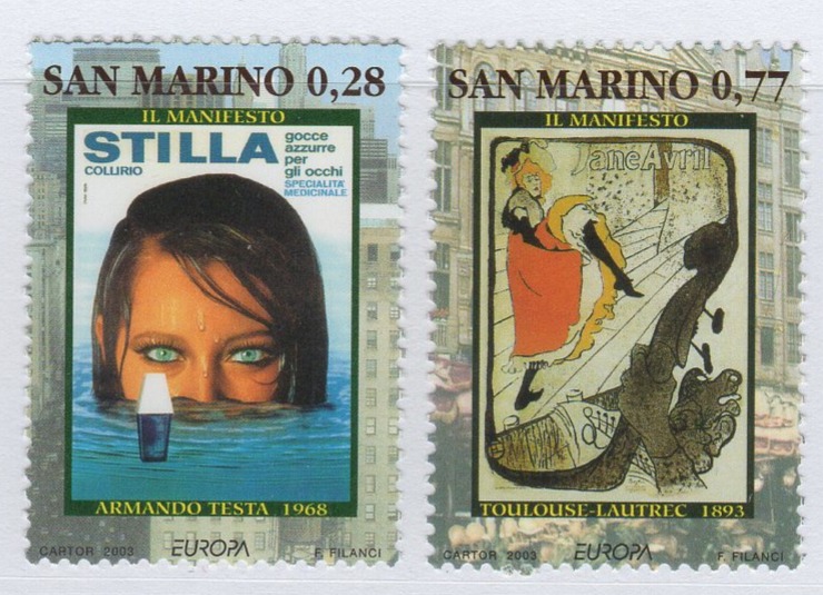 Francobolli San Marino Anno 2003 Europa L'arte del manifesto