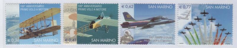 Francobolli San Marino Anno 2003 Centenario del primo aeroplano a motore