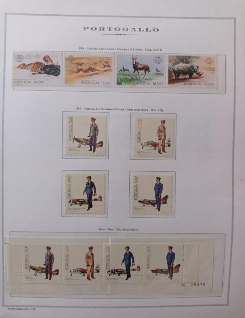 Francobolli Portogallo Anno 1984 Annata completa montata su Fogli Marini King usati (i fogli sono in omaggio)