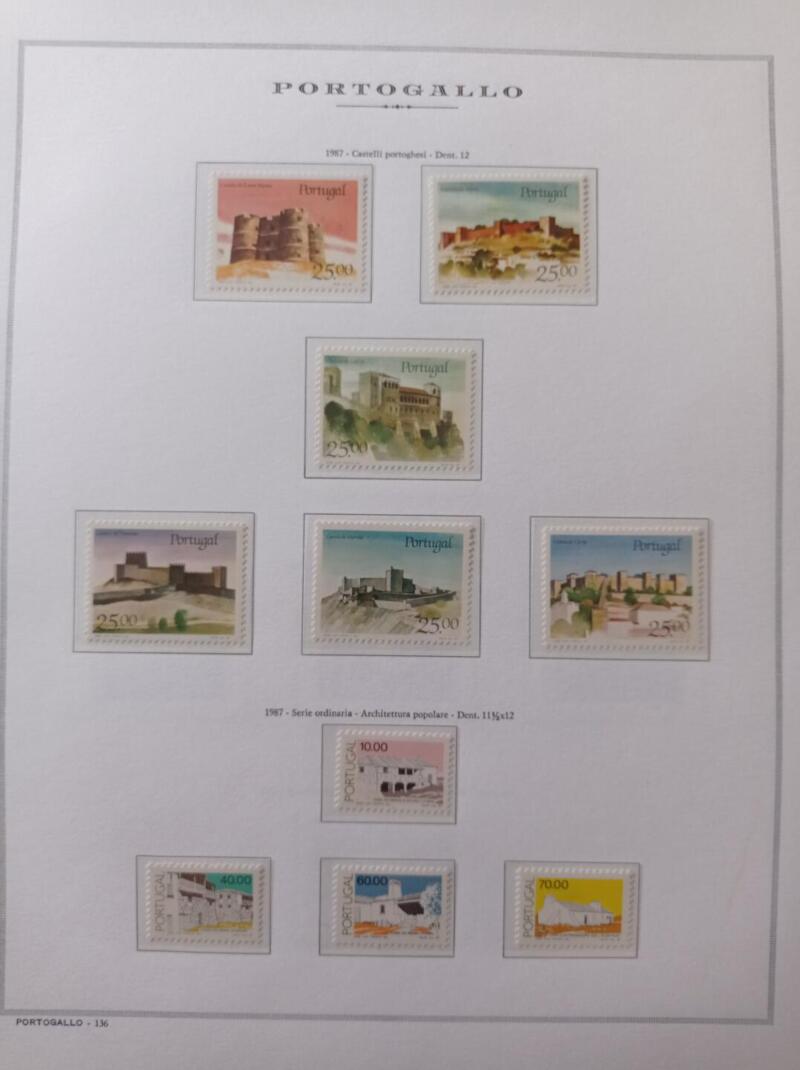 Francobolli Portogallo Anno 1987 Annata completa montata su Fogli Marini King usati (i fogli sono in omaggio)