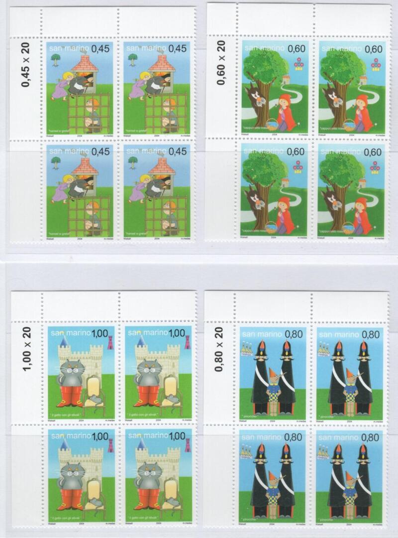 Quartine Francobolli San Marino Anno 2004 Un mondo di di favole