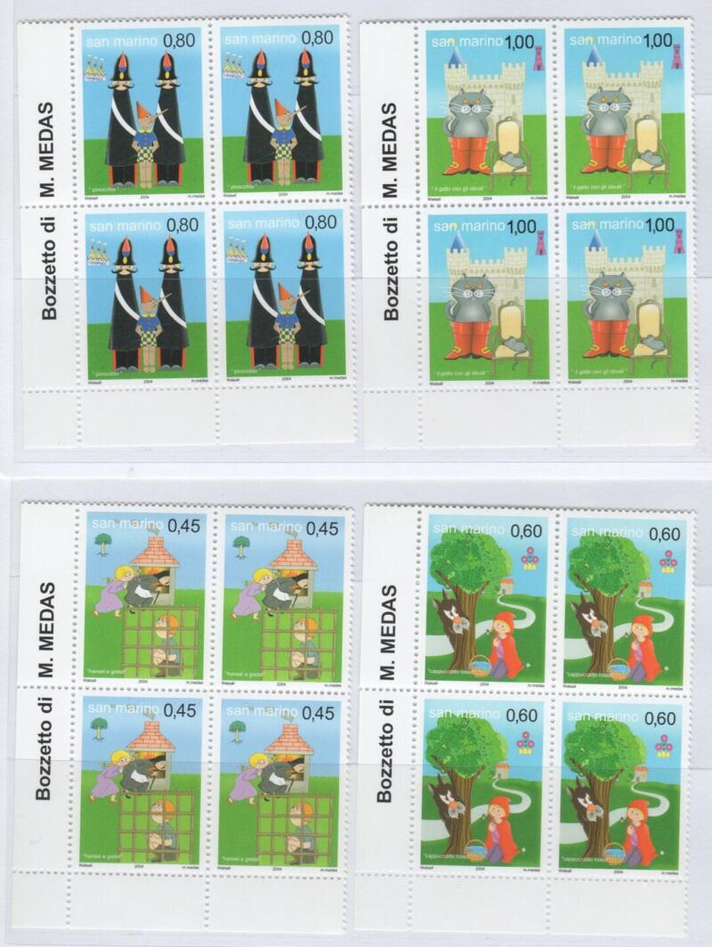 Quartine Francobolli San Marino Anno 2004 Un mondo di di favole