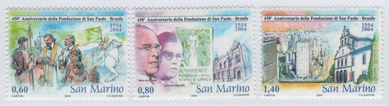 Francobolli San Marino Anno 2004 450esimo anniversario della fondazione della città di San Paolo del Brasile
