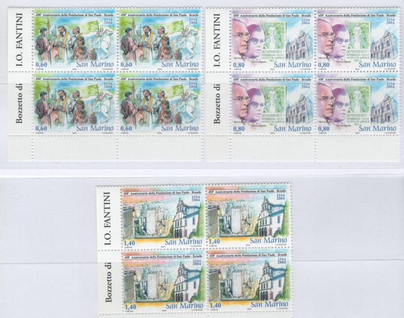 Quartine Francobolli San Marino Anno 2004 450esimo anniversario della fondazione della città di San Paolo del Brasile