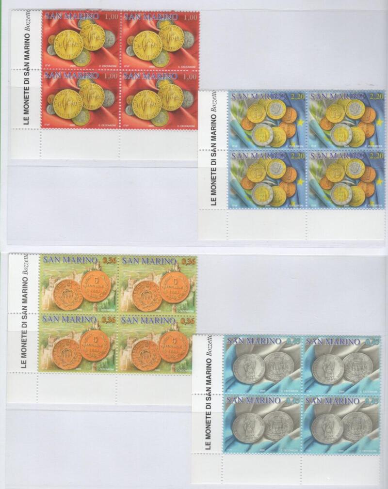 Quartine dei Francobolli San Marino Anno 2005 Le monete di San Marino