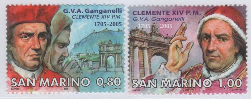 Francobolli San Marino Anno 2005 Terzo centenario della nascita di Papa Clemente XIV