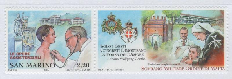 Francobollo San Marino Anno 2006 Assistenza carità e amore per i sofferenti