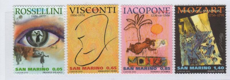 Francobolli San Marino  Anno 2006 Celebrazioni d'autore Anniversari di personaggi del passato interpretati da personaggi del presente