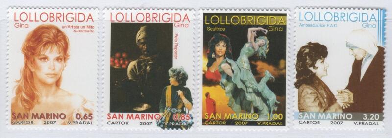 Francobolli San Marino Anno 2007 Storia di un'artista Gina Lollobrigida