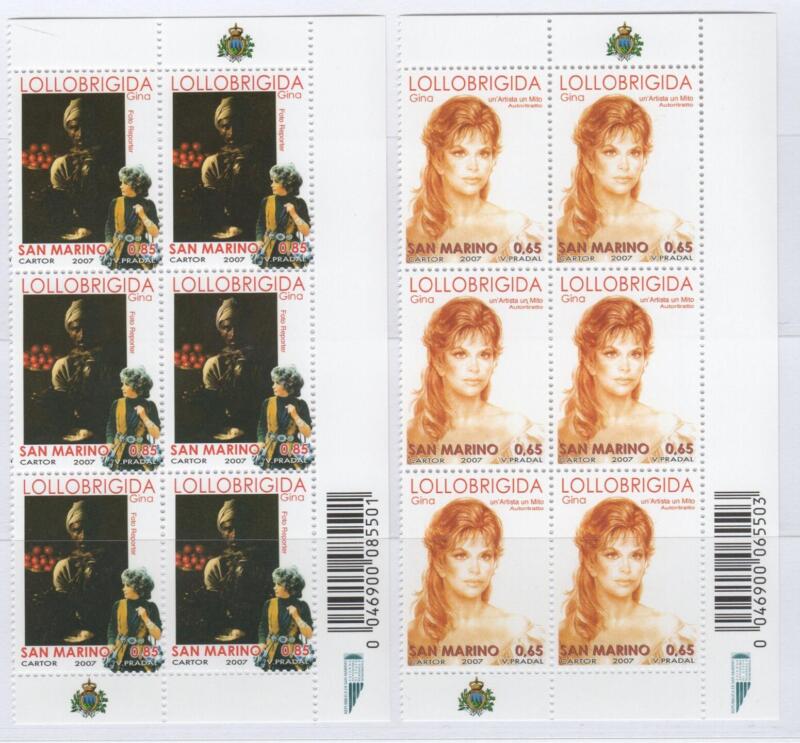 Sestine dei Francobolli San Marino Anno 2007 Storia di un'artista Gina Lollobrigida