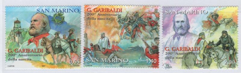 Francobolli San Marino Anno 2007 200esimo anniversario della nascita di Giuseppe Garibaldi