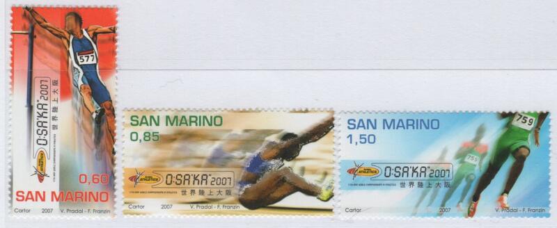 Francobolli San Marino Anno 2007 11esima edizione dei Campionati europei di atletica leggera Osaka