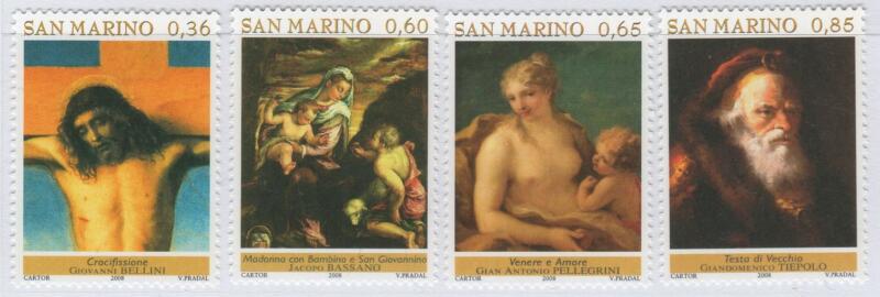 Francobolli San Marino Anno 2008 Capolavori che ritornano Mostra pittorica presso il Palazzo Ruspoli di Roma