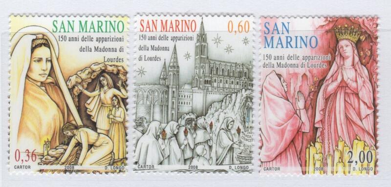 Francobolli San Marino Anno 2008 150esimo anniversario delle apparizioni della madonna di Lourdes