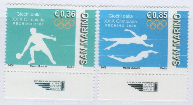 Francobolli San Marino Anno 2008 PECHINO 2008 Giochi Olimpici estivi