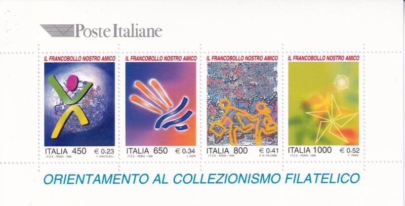 Foglietto Italia Anno 1999 Il francobollo nostro amico Orientamento al collezionismo filatelico