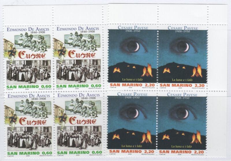 Quartine Francobolli San Marino Anno 2008 Scrittori